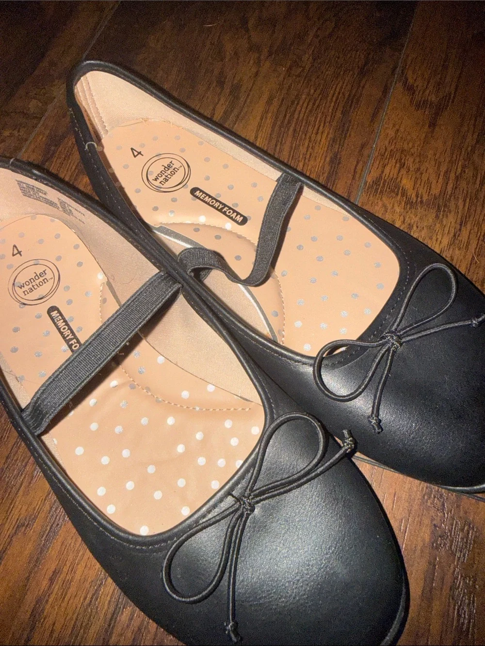 Wonder Nation Girls Bow Ballet Dress Shoes